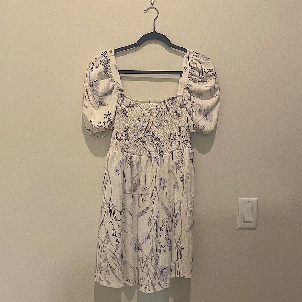 H&M puff sleeve floral dress, size L